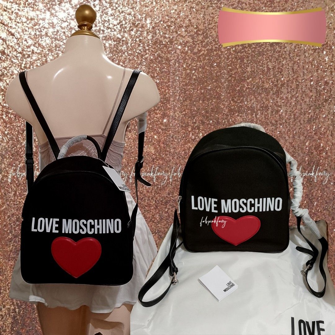 PAYDAY SALE LOVE MOSCHINO Backpack Black Backpack Office Bag School Bag College Bag Highschool Bag Black Bag Black Knapsack Bag Red Heart Travel Bag