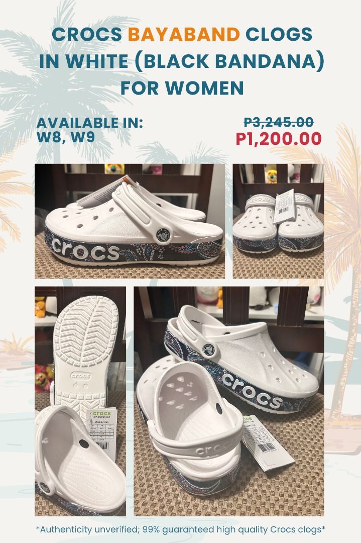 CROCS Bayaband Clogs For Men and Women (Category: Sneakers) located in Mandaluyong City. Submitted by snugglyco (Listing ID 1297497849, Image 3). Description: Remarks: Packed with Crocs ecobag Disclaimer: original product Unverified authenticity 99% guaranteed premium Crocs!♥️ Shipping: Delivery fee / shipping fee to be paid by buyer. Pickup locations: 1) Cityland Shaw Tower, Mandaluyong City 2) Micara Estates, Tanza Cavite 3) LBC Express “Cash o