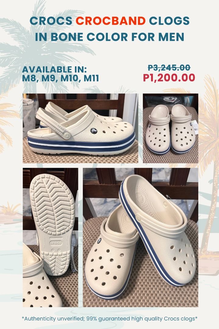 CROCS Crocband Clogs For Men and Women (Category: Sneakers) located in Mandaluyong City. Submitted by snugglyco (Listing ID 1297498100, Image 2). Description: Remarks: Packed with Crocs ecobag Disclaimer: original product Unverified authenticity 99% guaranteed premium Crocs!♥️ Shipping: Delivery fee / shipping fee to be paid by buyer. Pickup locations: 1) Cityland Shaw Tower, Mandaluyong City 2) Micara Estates, Tanza Cavite 3) LBC Express “Cash o