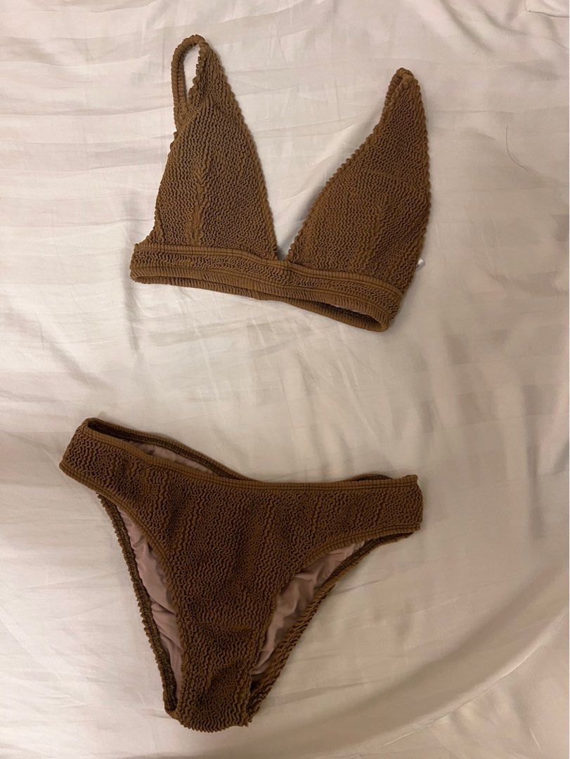 Dear Sea Stories Chocolate Brown Crinkle Texture Bikini (Category: Bikinis & Swimsuits) located in Quezon City. Submitted by ncpp16 (Listing ID 1301033861, Image 1). Description: Top - small Bottom - medium.