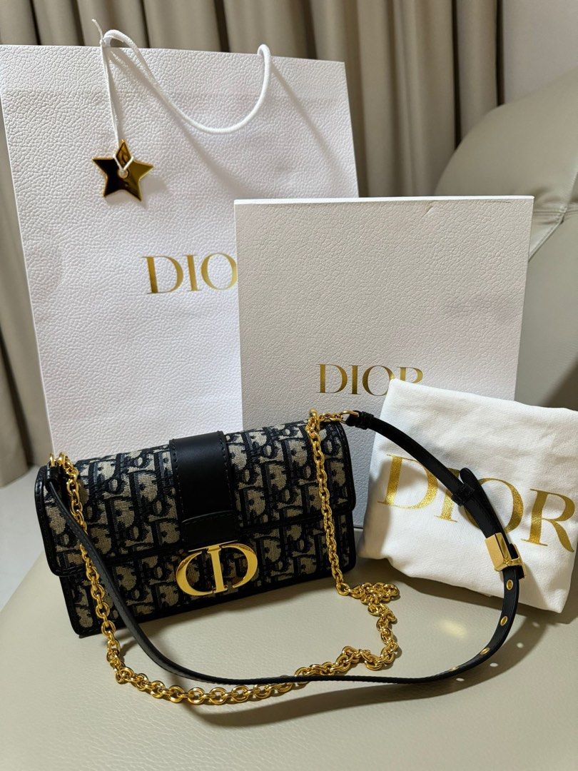 Dior 30 Montaigne East-West Bag with Chain, Luxury, Bags Wallets