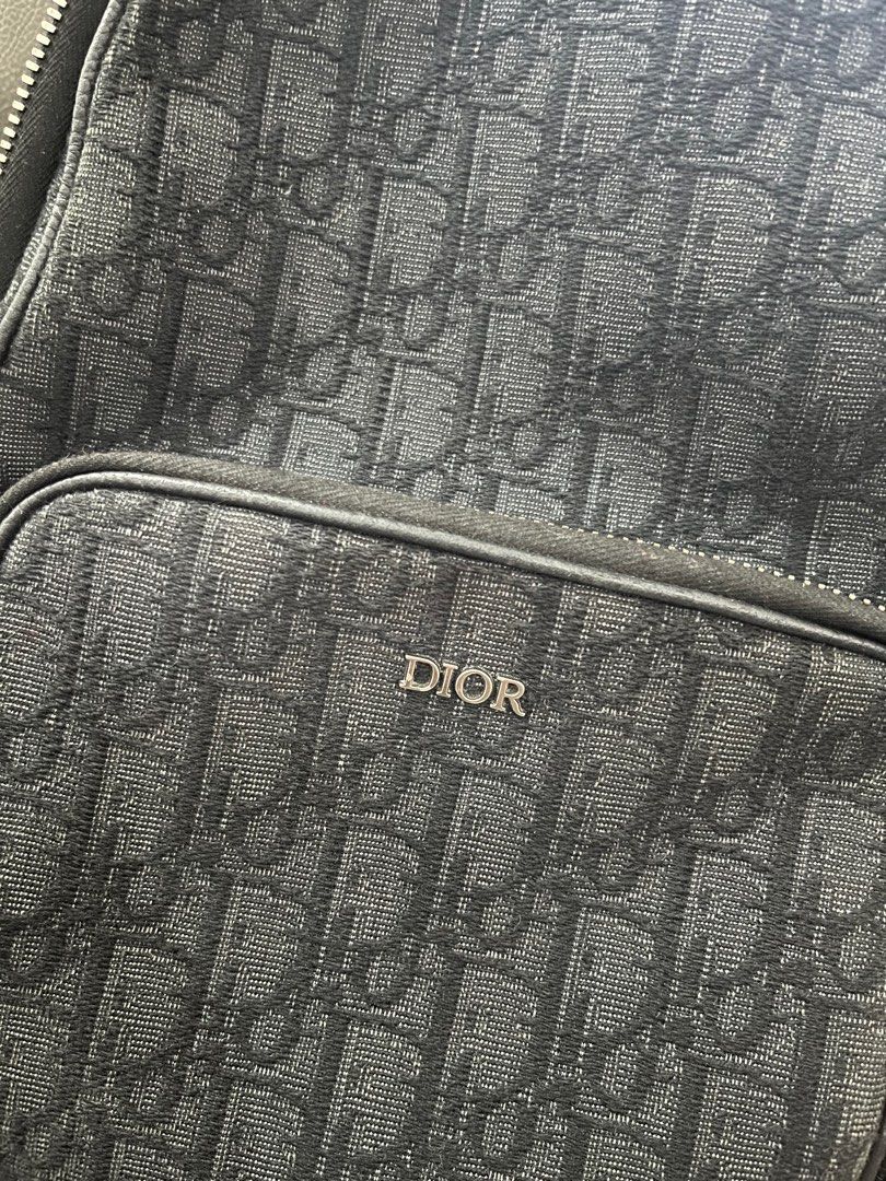 Dior sling backpack oblique canvas (Category: Luxury Bags & Wallets) located in Makati City. Submitted by cysarande (Listing ID 1300974453, Image 2). Description: 10/10 condition With cards Two way zip closure Adjustable straps SIZE AND FIT 8”W x 12”H x 4”D 2” handle drop 11-22” strap drop.