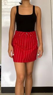 F21 Red Stripes Mini Skirt