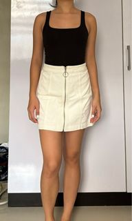 F21 White Corduroy Mini Skirt