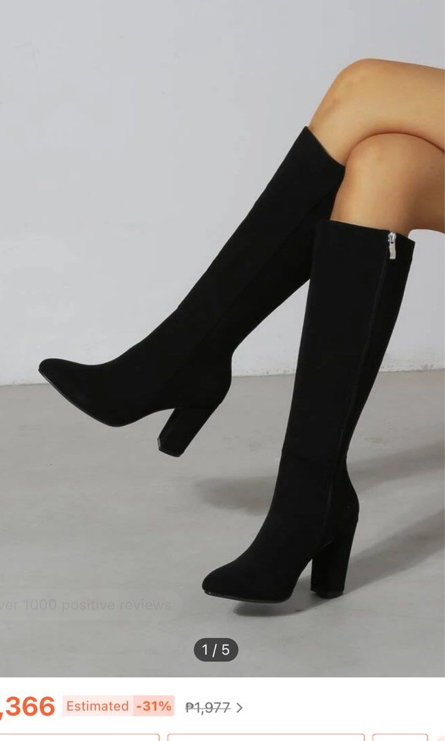 Faux suede side zip black knee high boots (Category: Boots) located in Mandaluyong City. Submitted by cheeet (Listing ID 1301117098, Image 1). Description: .