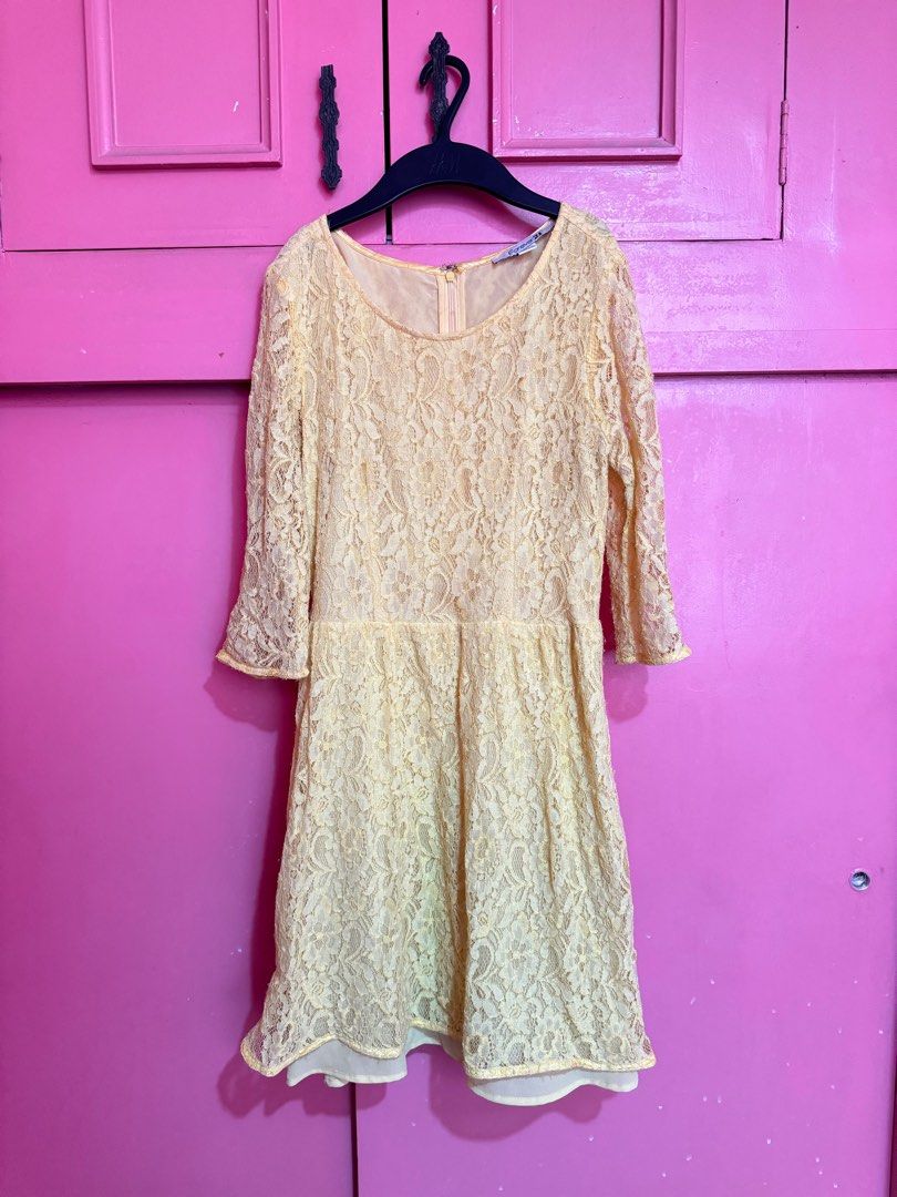 Yellow lace dress forever 21 cheap