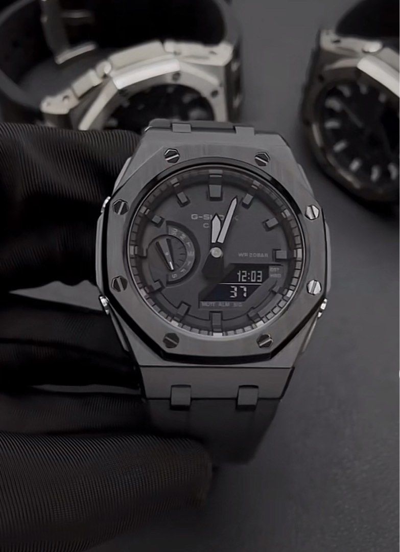 G Shock Watch best Casioak black out ga2100 custom watch, Men's