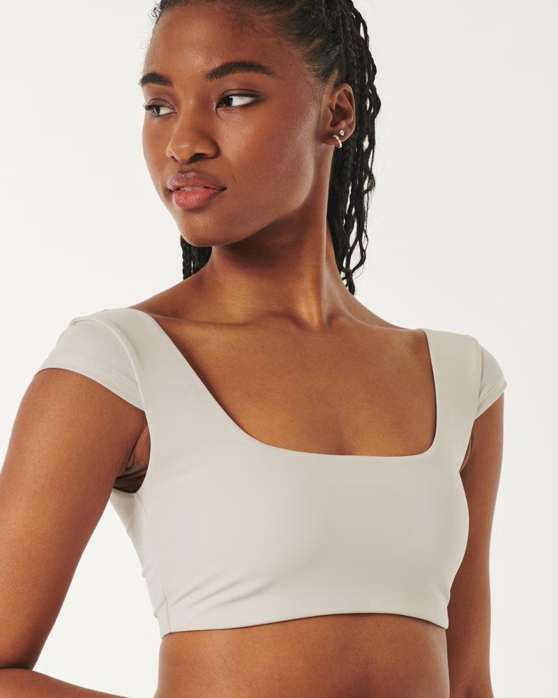 Gilly hicks active cap sleeve sport bra in stone Women s Fashion Activewear on Carousell