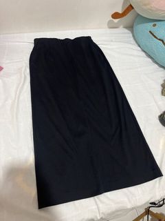Global Work black midi skirt with back slit and side pockets