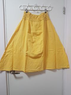 GREAT FOR THE BEACH: Yellow Skirt Bikini Swimwear Cover - A381 with Crochet Chrocheted Detail  at the Waist