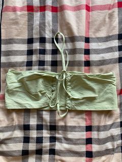 green linen tie top