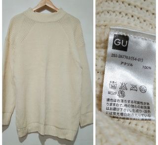 GU IVORY oversize Cable knit sweater