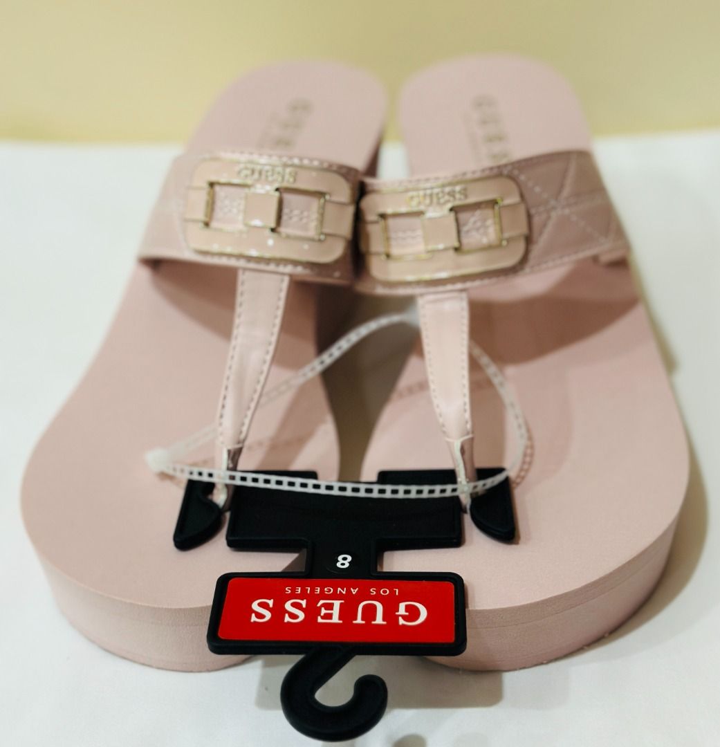 GUESS MEDIUM PINK WOMEN S WEDGE WEDGES THONG SANDALS SHOES 8 38 39 SALE Women s Fashion Footwear Wedges on Carousell