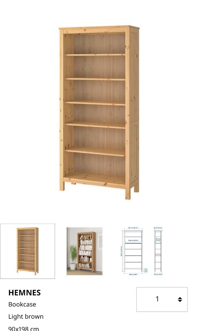 Ikea Hemnes Bookcase (light brown), Furniture & Home Living, Furniture