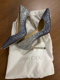 Jimmy Choo Glittered Pointed Toe Pumps Size 6 Silver