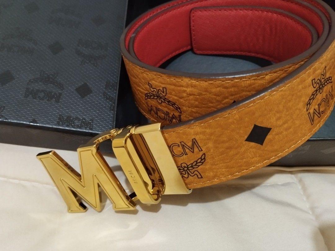 Leather Belt Gold Mcm Gold Buckle Gold Mcm Belt Large Black And