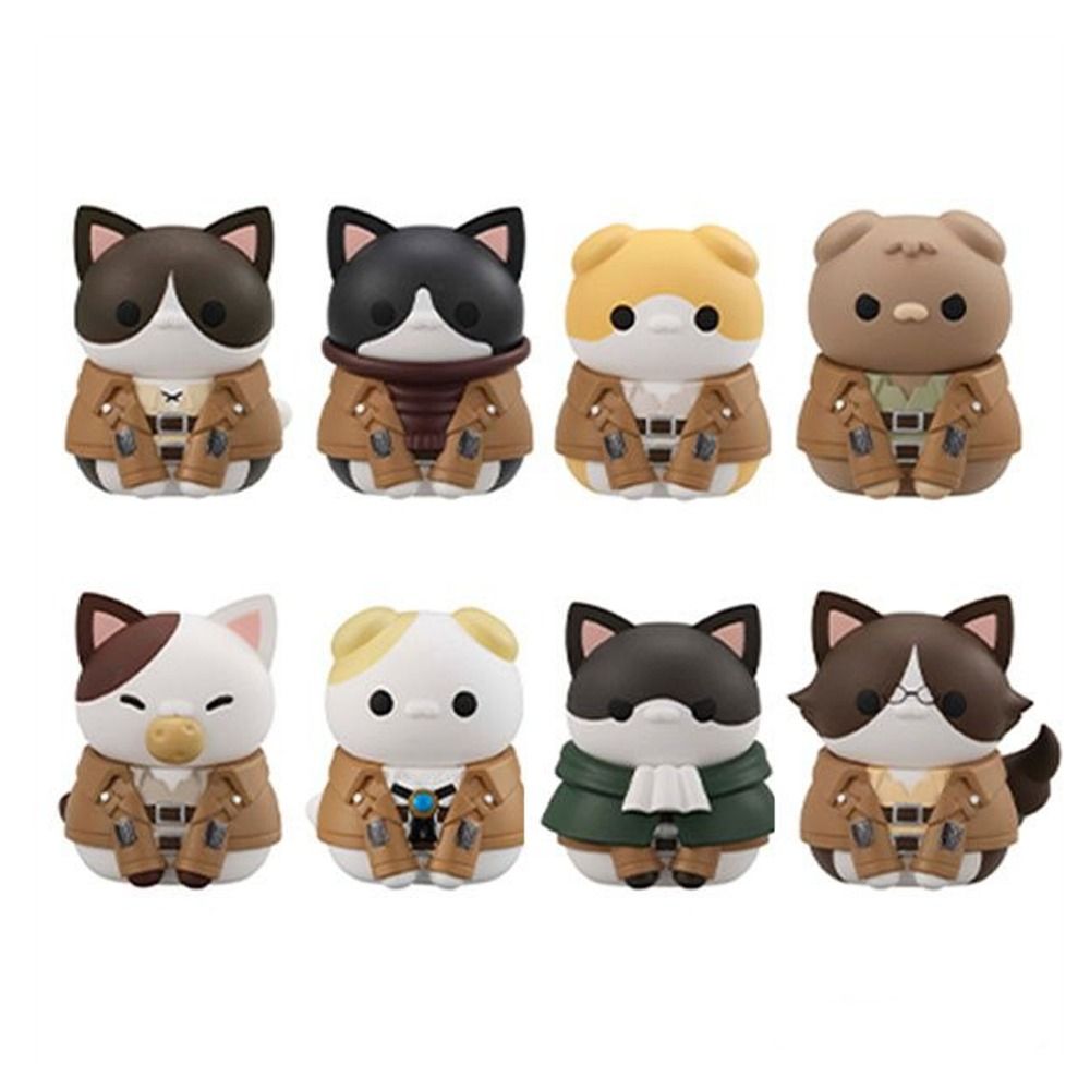 Mega Cat Project Attack on Titan: Attack on Cat! Survey Corps Assemble! (Category: Figurines & Statues) located in Valenzuela. Submitted by littlechopletsph (Listing ID 1301077683, Image 2). Description: P550 EACH: Eren Mikasa Armin Jean Sasha Erwin [SOLD] Levi [SOLD] Hange - Size estimate: 3cm - Opened box, sealed figure MOP: Gcash/Bank transfer MOD: GGX/SDD.