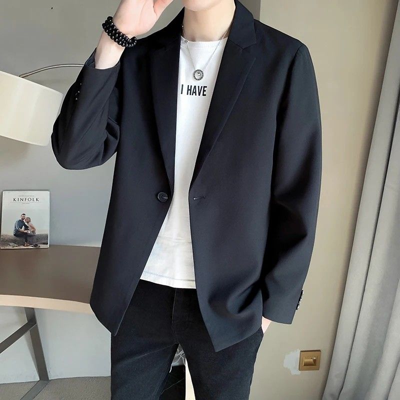 Men Suit Jackets Blazer Coat Slim Fit Smart Casual Spring Thin