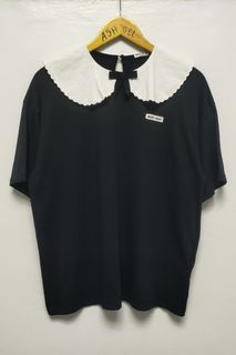 Miu Miu Women's Big Collar Bow Tshirt