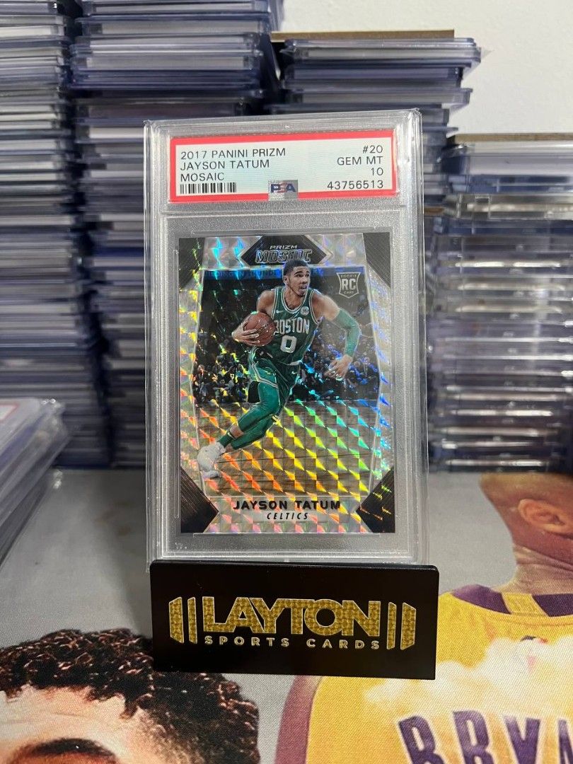 Nba panini jayson tatum rookie prizm mosaic psa 10 card, Hobbies 