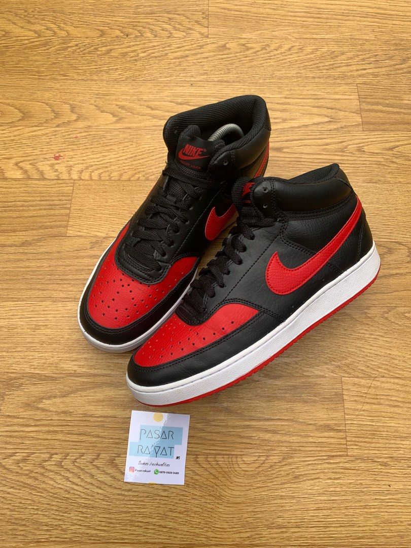 Nike Court Vision Black Red Fesyen Pria Sepatu Sneakers di Carousell