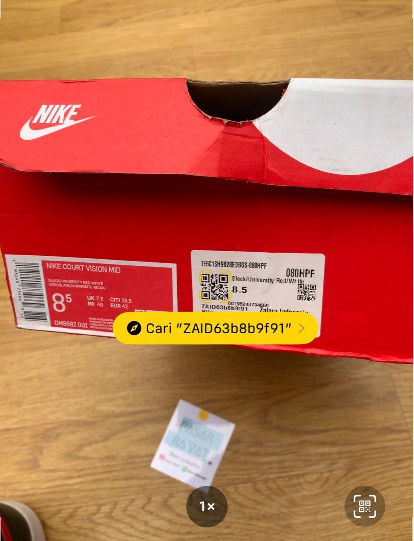 Nike Court Vision Black Red Fesyen Pria Sepatu Sneakers di Carousell