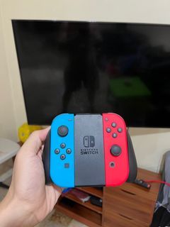 Nintendo Switch Joycon with Grip | Red/Blue Neon