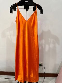 Orange satin Dress from Zara