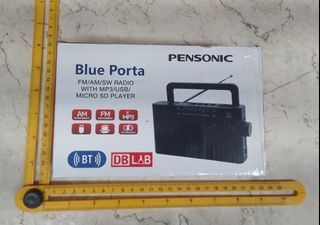PENSONIC Blue Porta AC/DC Power Rechargeable AM FM Radio Bluetooth Speaker MP3 Micro SD Player