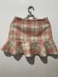 Pink checkered smocked mini skirt