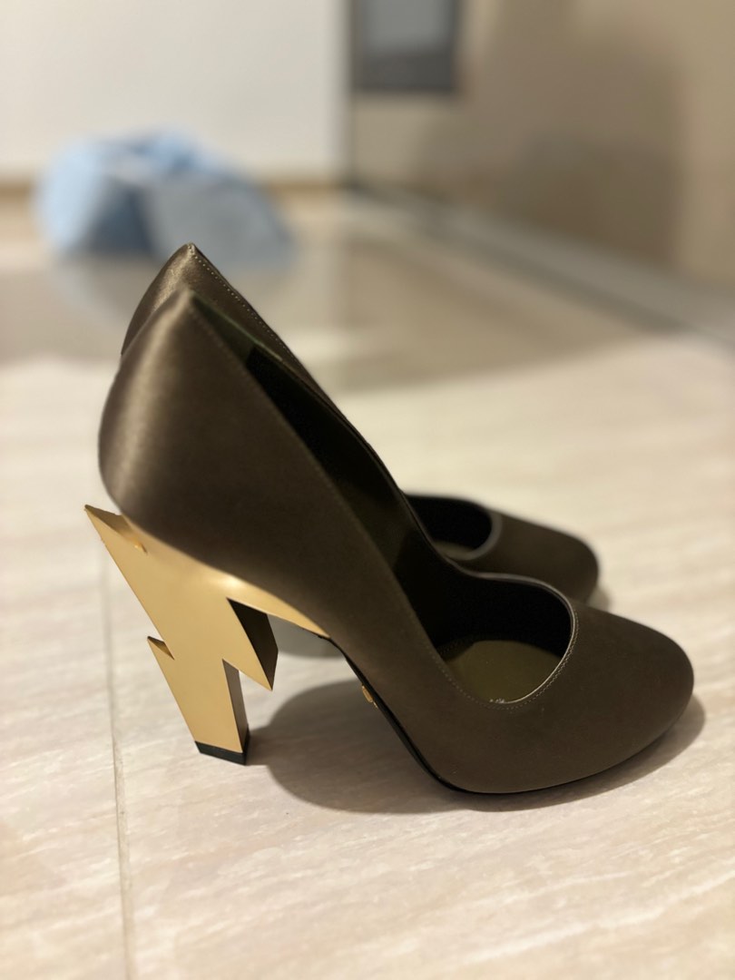 Prada lightning bolt heels discount