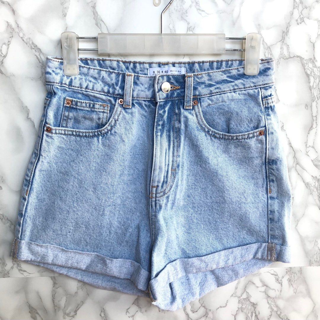Primark light wash high waist denim shorts Women s Fashion Bottoms Shorts on Carousell