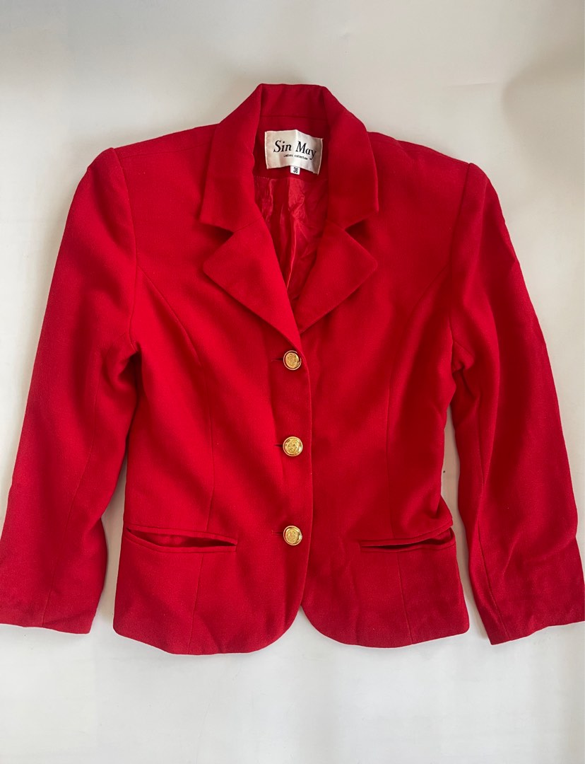 Red blazer with shoulder pads store