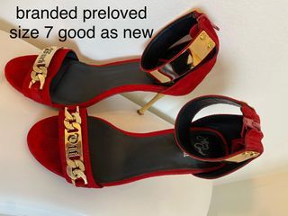 red preloved sandal red women original sale onhand size 7 good as new