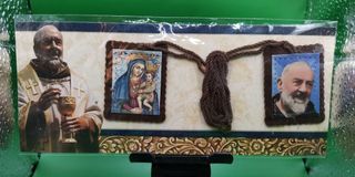 Saint Padre Pio  Scapular Vintage Brown Cloth / Yarn
