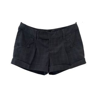 SALE! Authentic Song Luxury Korean Brand Dark Gray Black Stripes Low Waist Trouser Mini Short Shorts with Pockets (Women's) (Teen's)