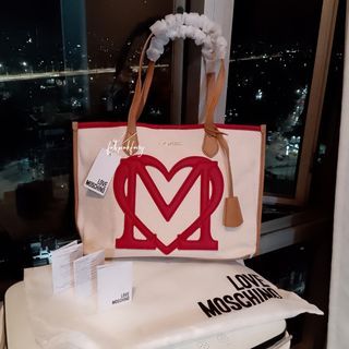 Canvas Bag Love Moschino Bag Tote Bag Big Bag Mommy Bag Red Heart Mother's Day Gift Travel Bag Office Bag Laptop Bag Document Bag Shopping Bag Beach Bag Summer Bag Payday Sale Sweldo Sale