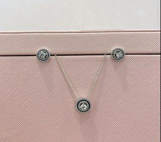 SALE💝 PANDORA SPARKLING DOUBLE HALO STUD EARRING WITH NECKLACE SET