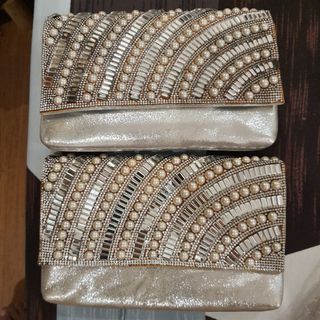 Silver Sequin & Pearl Evening Bag