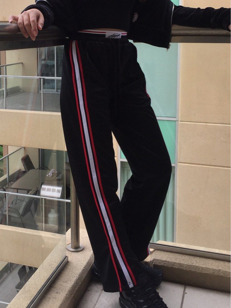 Stussy Underwear Band Drawstring Track Pants, Women's Fashion