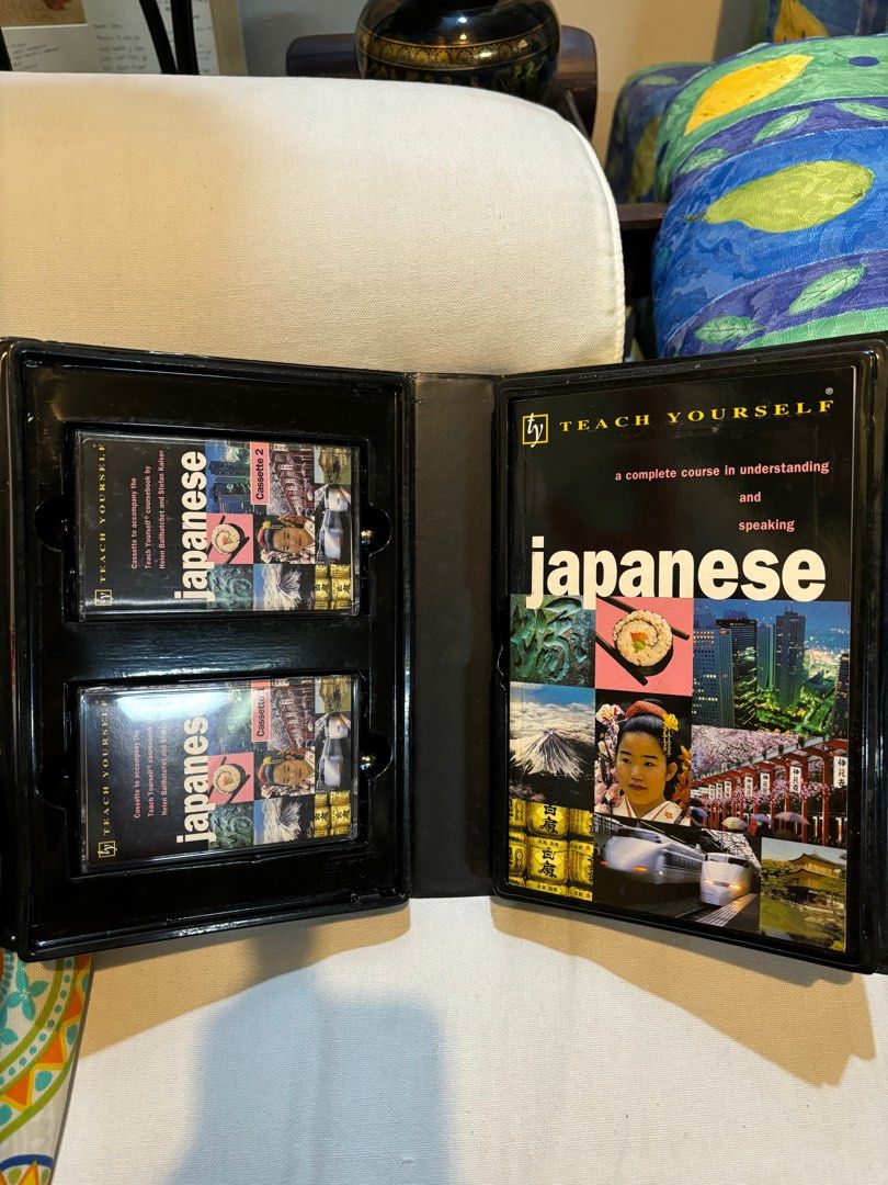 Teach Yourself Japanese Coursebook and Cassette (Category: Portable Audio Accessories) located in Quezon City. Submitted by oohsonice (Listing ID 1300951062, Image 3). Description: Unused Complete course in understanding and speaking Japanese 368 page coursebook 2 pcs 60-minute cassette With case set.