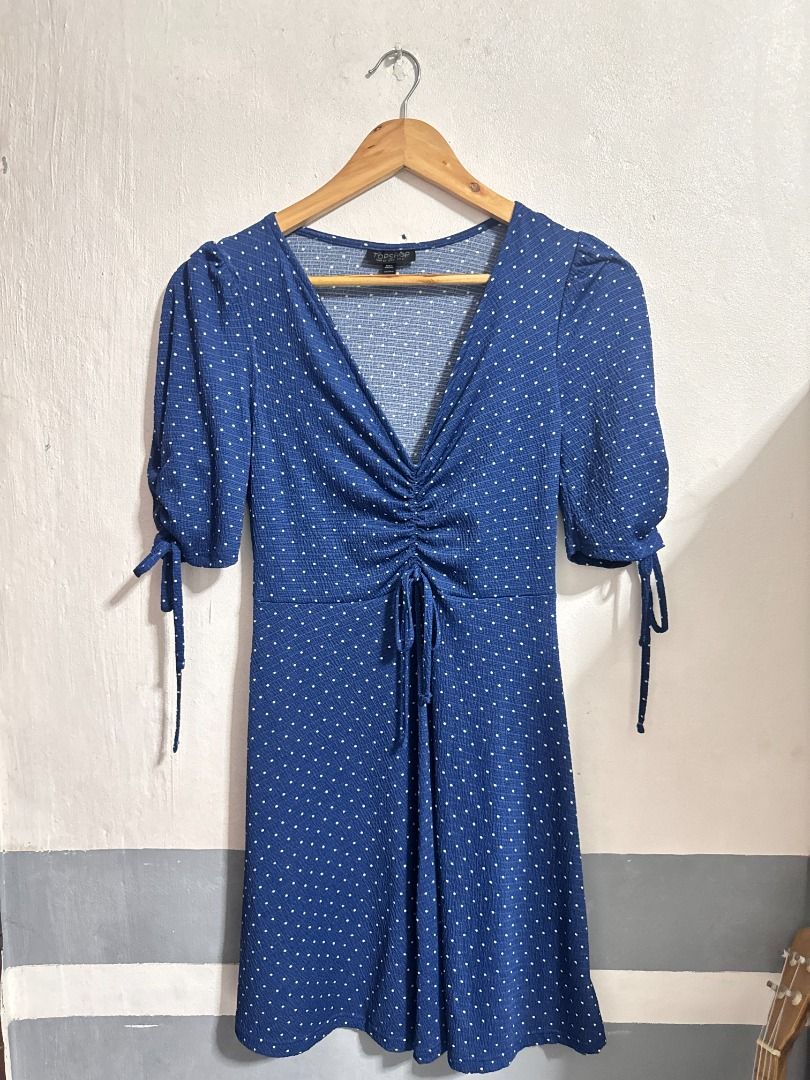 Topshop blue polka dot dress on sale