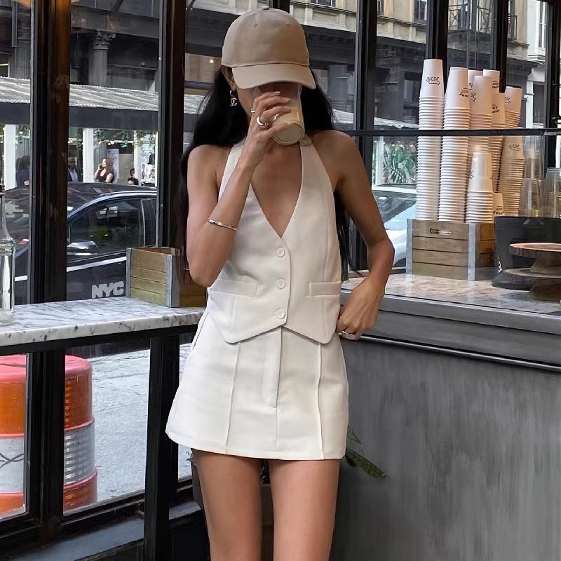 Two Piece Vest and Skirt set, Women's Fashion, Dresses Sets