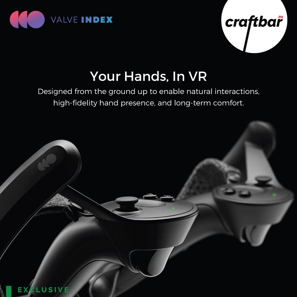 Valve Index Controllers (Pair, Brand-New Sealed) | craftbarPH (Category: Virtual Reality) located in Bulacan. Submitted by craftbarph (Listing ID 1300981344, Image 2). Description: Valve Index Controllers Your hands, in VR Designed from the ground up to enable natural interactions, high-fidelity hand presence, and long-term comfort. Interact with your environment, objects, and people just like you do in the real world. Valve Index® Controllers co