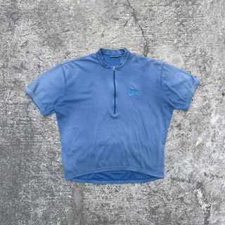 Vintage 90s Nike Cycling Halfzip Jersey Faded Blue