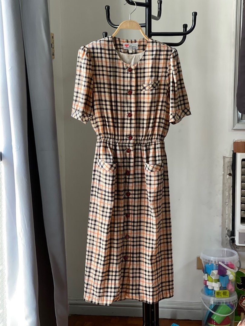 Vintage Dress Checkered Free Size 43