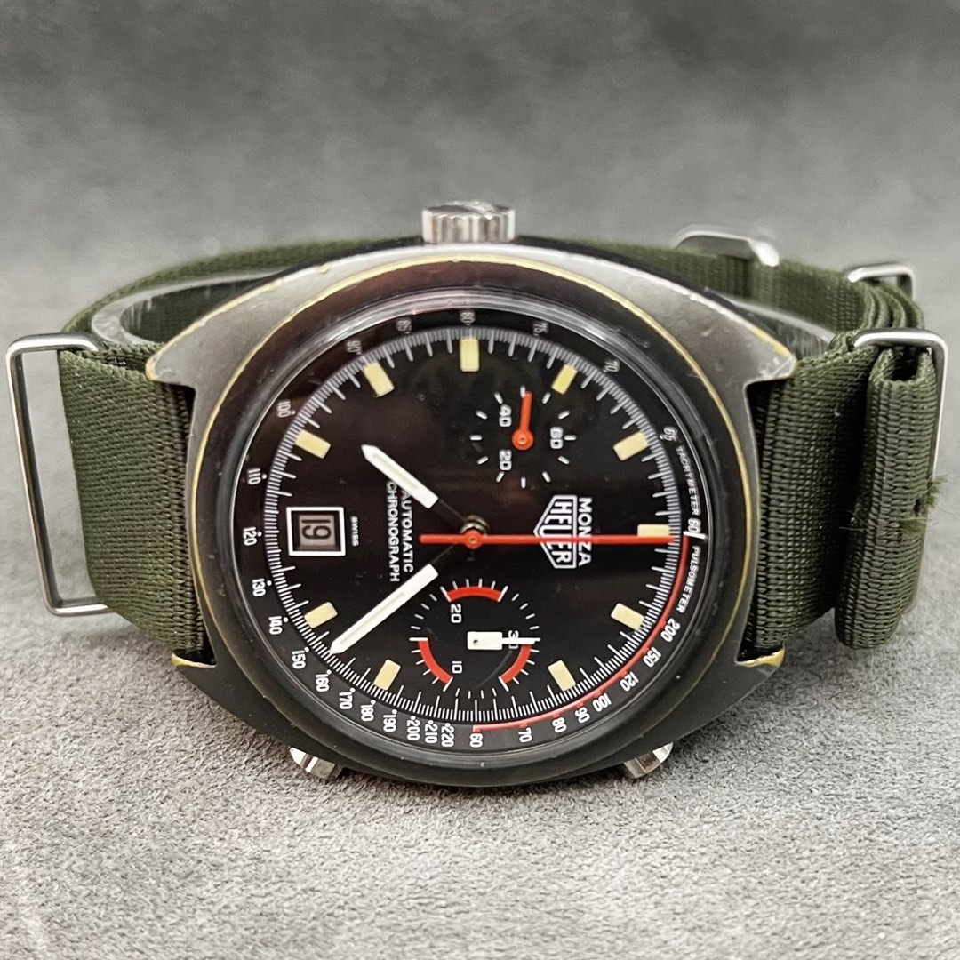 Vintage Heuer Monza Chrono 150.501 Black Coated Case cal.15 Carousell