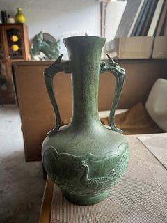 Vintage peacock steel  vase