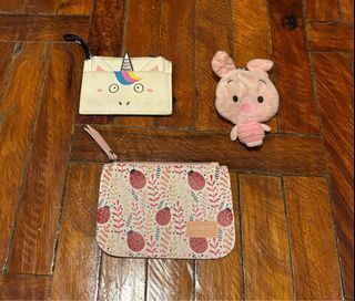 Wallets as a set(pull&bear unircorn cardholder/coins, piglet coin purse, lady bug pouch)