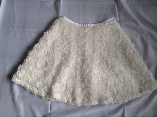 White 3D Rose Skirt
